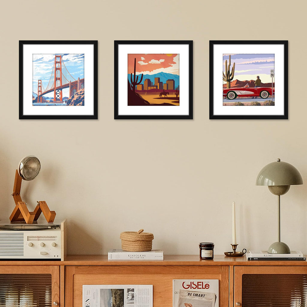 12x12 Picture Frame Set of 4, Photo Frame with HD Plexiglass, Display Pictures 8x8 with Mat or 12x12 Without Mat