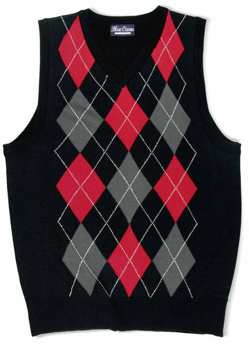 Kids Argyle Sweater Vest Black/Red