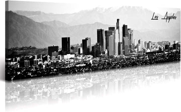 Los Angeles Skyline Wall Black and White USA Panoramic 13.8"x47.3"