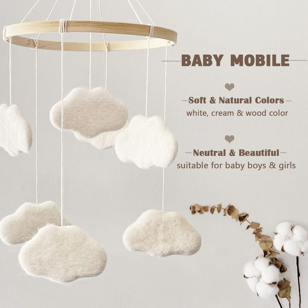 Baby Mobile for Crib - Boho Crib Mobile - Felt Cloud Mobile - Gender Neutral Baby Mobile - Boho Nursery Decor - Crib