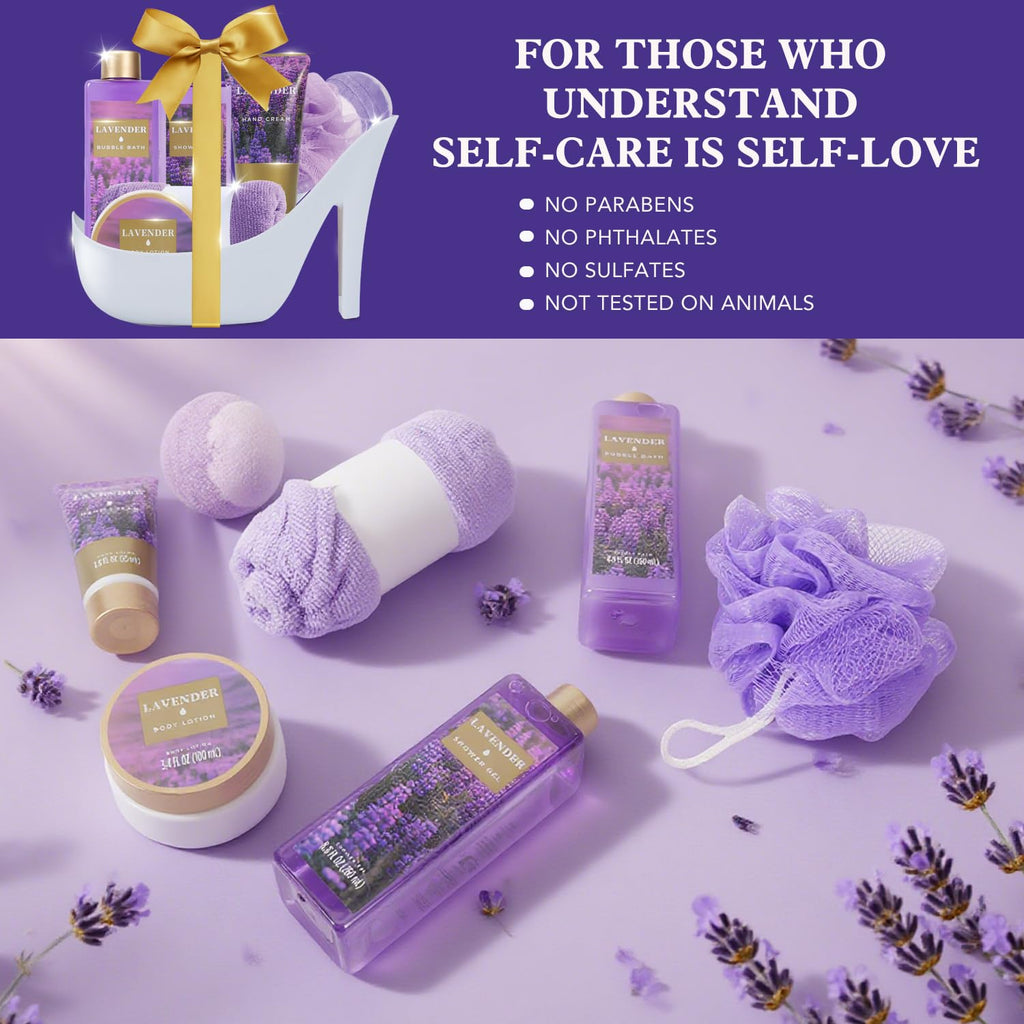 Gifts for Women 8pcs Relaxing Lavender Gift Set for Women High Heel Spa Gift for Womens Birthday Gifts for Womens Mom