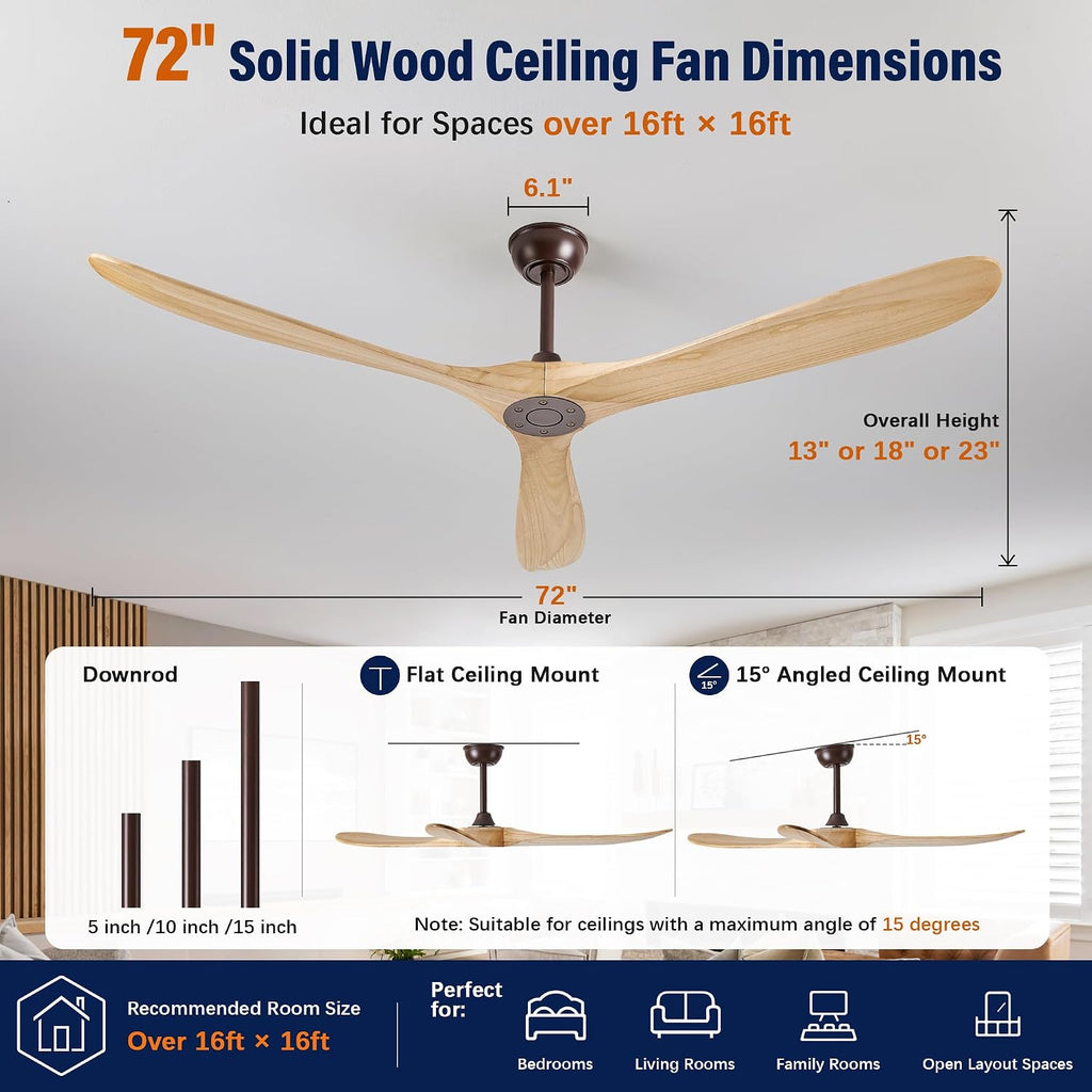 Inspired Maverick Style 72" wood ceiling fan, Oil Rubbed Bronze