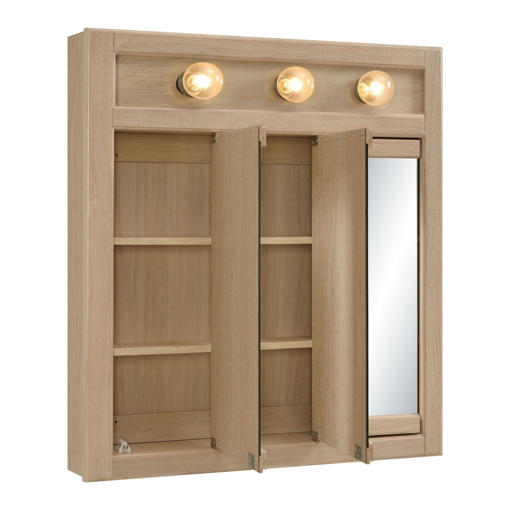 Richland Tri-View Medicine Cabinet, 24", White Oak
