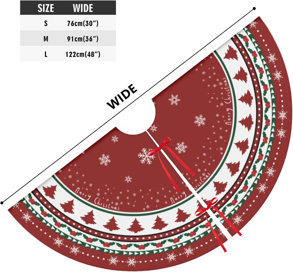 Christmas Tree Skirt 48 Inch Red Traditional Christmas Tree Decorations