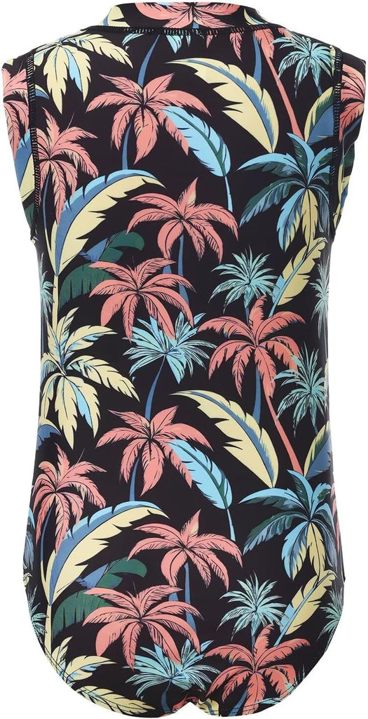 Girls One Piece Swimsuits Sleeveless Rash Guard for Kids Zipper Front Surfing Bathing Suits Summer Beach Swimwear