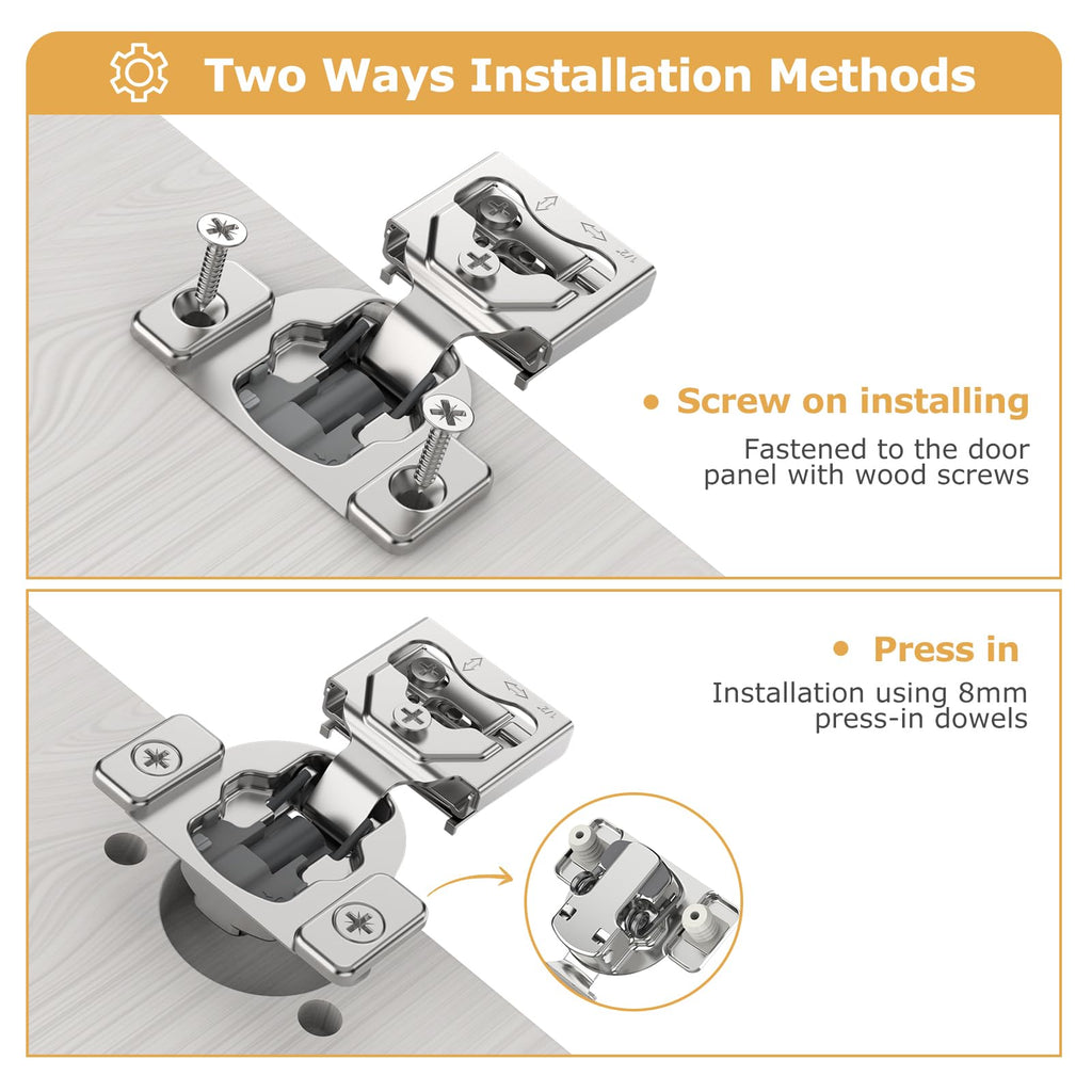 2 Pieces 1/2" Overlay Concealed Face Frame Hinges