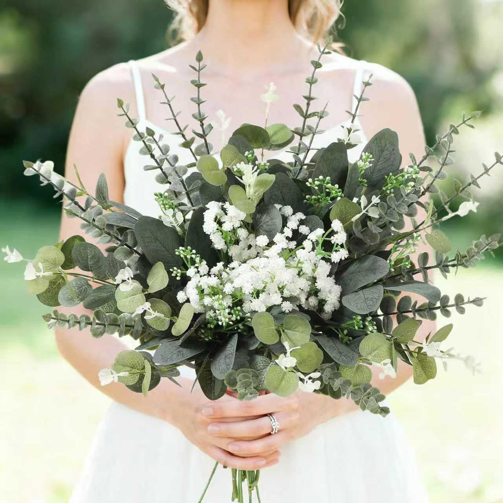 60 Pcs Mixed Artificial Eucalyptus Leaves Stems Bulk, Baby Breath Artificial Flowers Bulk with Eucalyptus Leaves