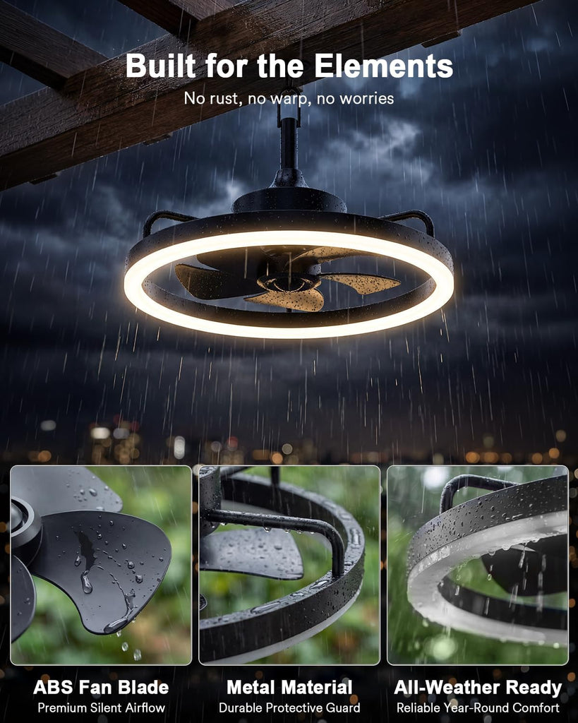 Smart Outdoor Ceiling Fans with RGBAI Lights , Wi-Fi Bluetooth Connect, Work with Alexa Google