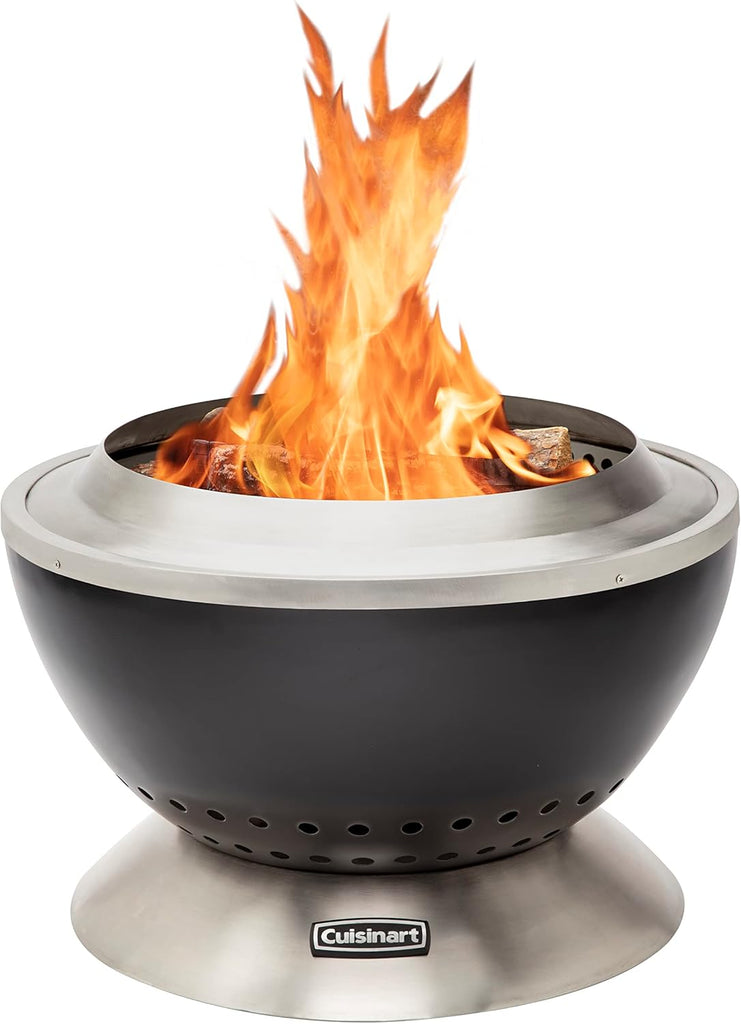 24” Cleanburn Smokeless Fire Pit with Removable Base for Ash, Portable Wood Burning Outdoor Fireplace, Stainless Steel Smoke Free Outdoor Heater