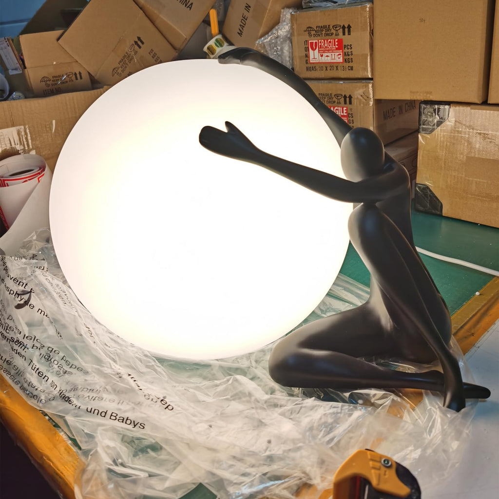 Round Globe Table Lamp Modern Art Deco Nightstand Lamp