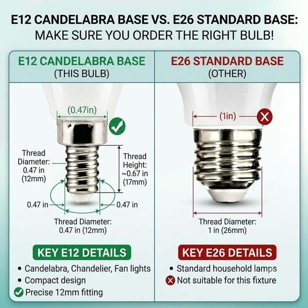 E12 Candelabra LED Ceiling Fan Light Bulbs 2700K Warm White 6 Pack