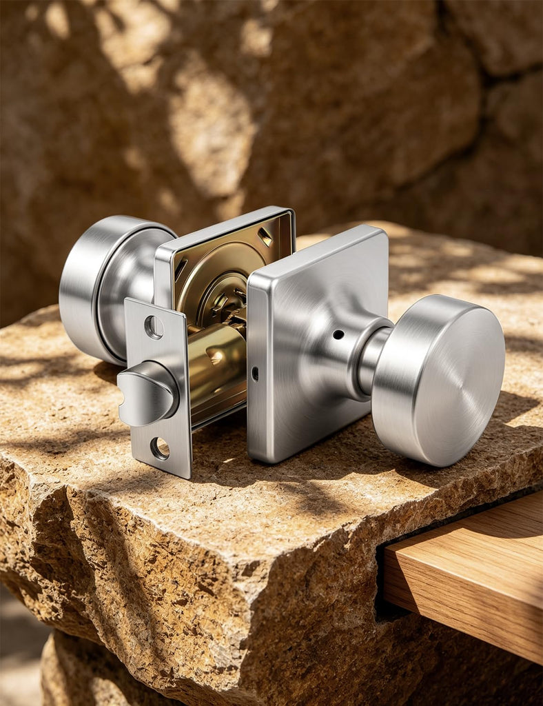 Passage Door Knobs Interior 5 Pack, Modern Keyless Closet Hallway Door Handles Inside, Square Panel Doorknobs with