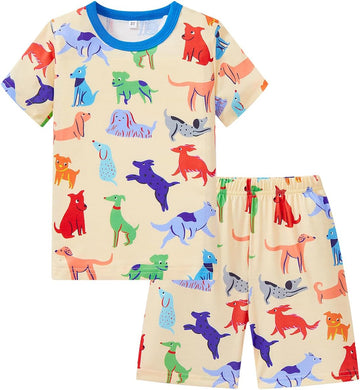 Boys Pajamas 100% Cotton Toddler Clothes Summer Pjs for Boy Planet Dinosaur Sleepwear Kids Short Sets