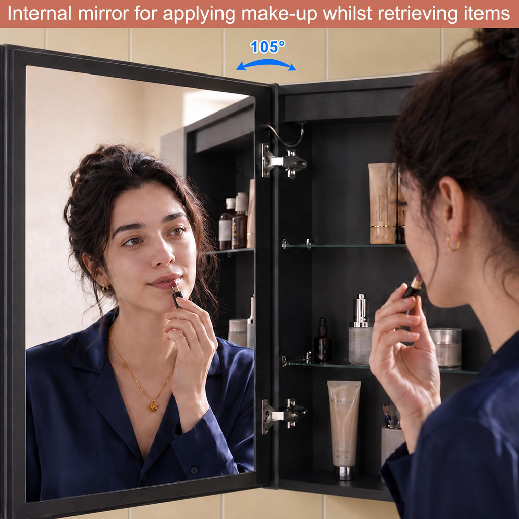 31x28 Inch Two Doors Aluminum LED Bathroom Medicine Cabinet with Mirror