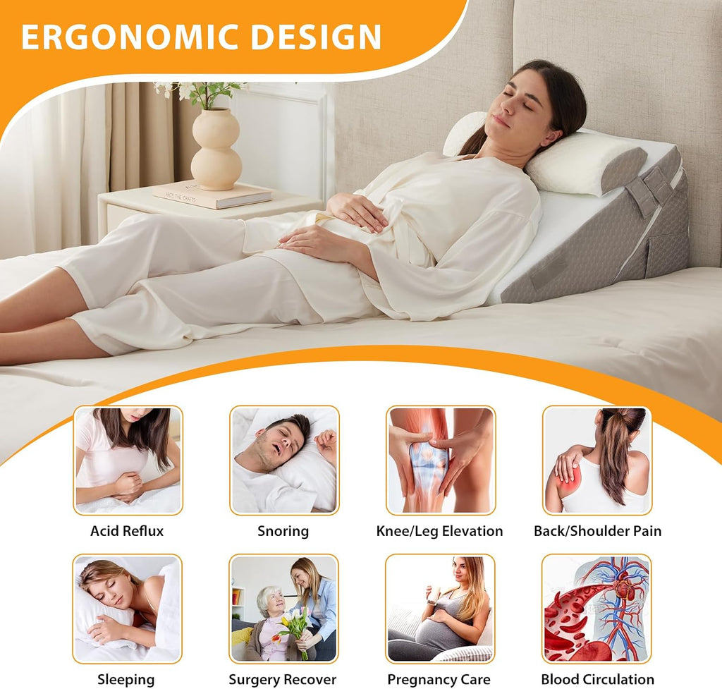 Wedge Pillow Set for After Surgery, 3PCS Adjustable 9&12 Inch Bed Wedge Pillow for Sleeping, Incline Pillow Wedge for