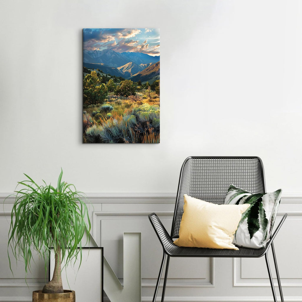 Mountain Landscape Wall Art Sunset Mountains Pictures Bathroom Decor Nature Botanical Trees Landscape Canvas Pictures