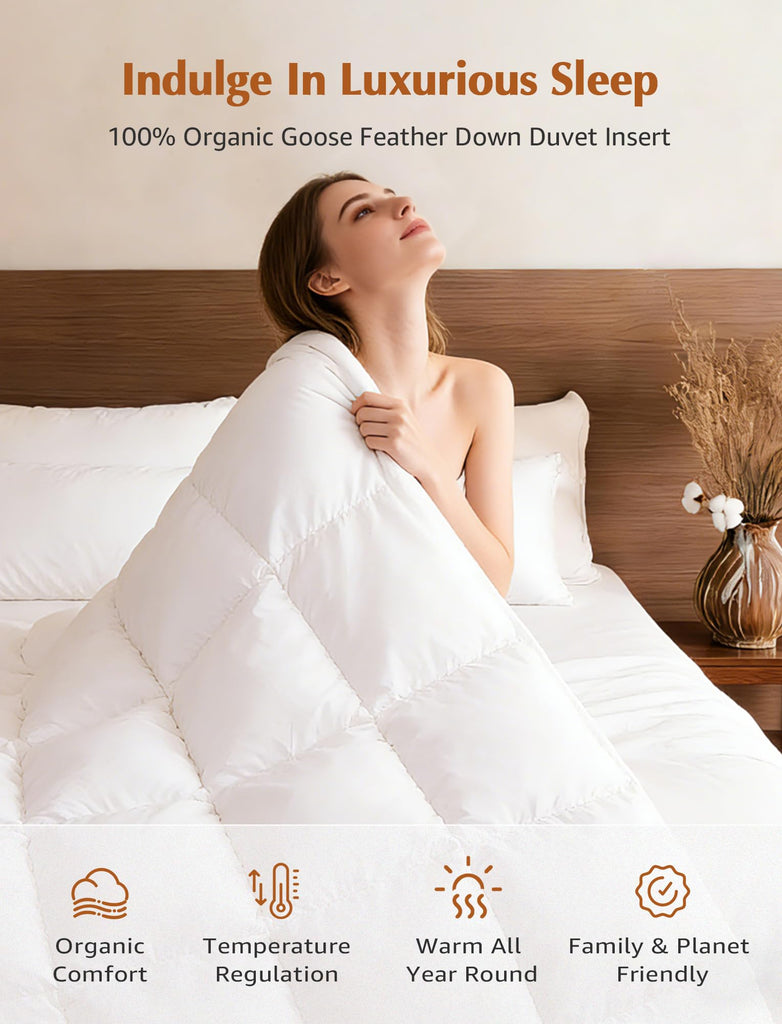 Organic Goose Feather Down Fiber Comforter California King Size