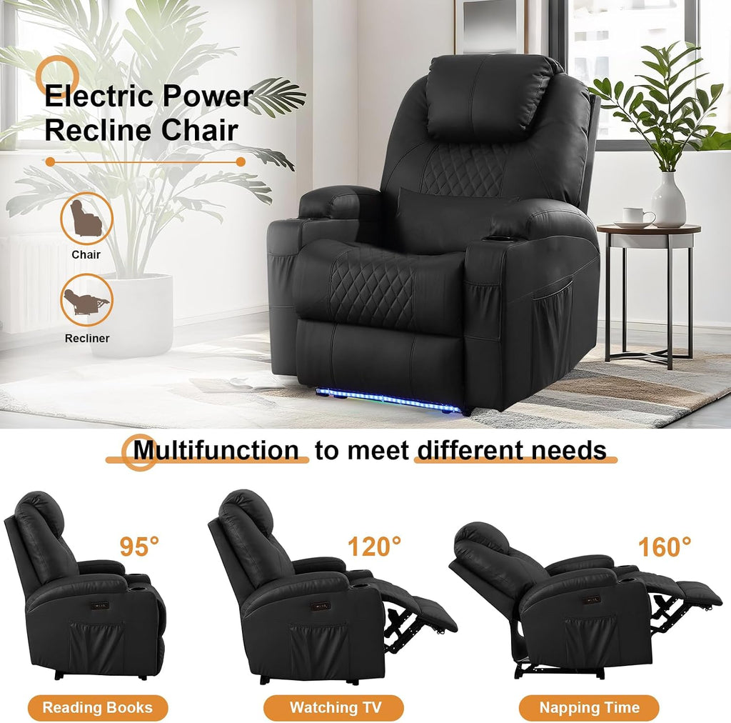 Power Recliner Chair with Vibration Massage & Heat for Adults