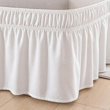 Wrap Around Bed Skirt - Queen Size Bed Skirt with 15 Inch Drop, Ivory