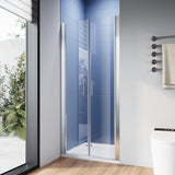 Pivot Shower Door 34" W x 75" H, 1/4" Tempered Glass Double Swing Shower Door, Frameless Pivot Swing Glass Door