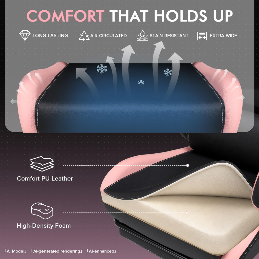 Gaming Chair with Footrest, High Back Computer Chairs for Adults with Linkage Armrest Lumbar Support Heavy Duty