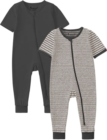 Baby Romper Short Sleeve Cotton Pajamas Way Zipper