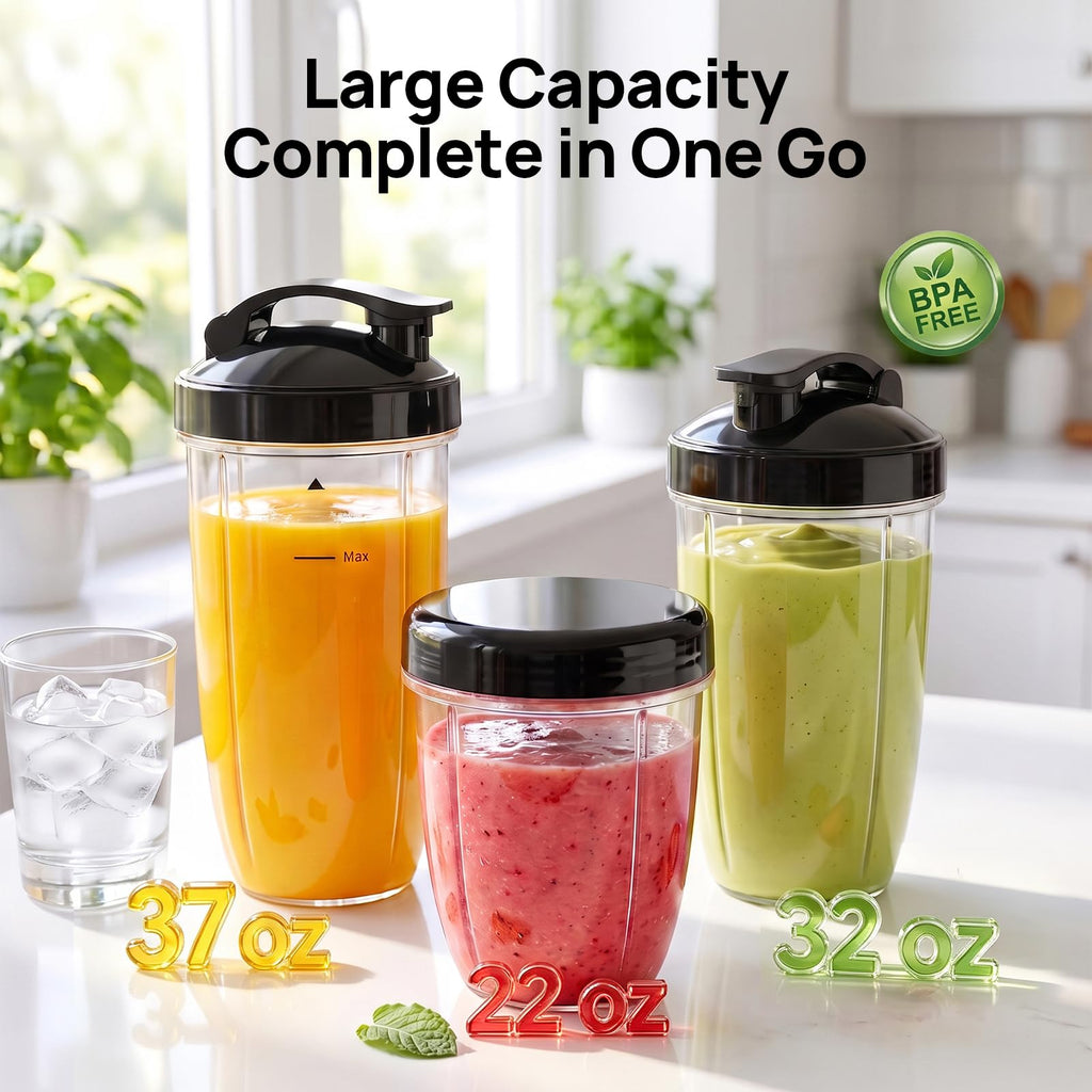 11-Piece Countertop Blender Max 1300W, with 37oz, 32oz & 22oz Cups