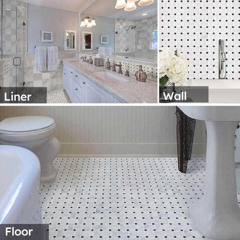 Natural Marble Mosaic Tile Polished, 1x2 Inch Basketweave, 5 Sheets
