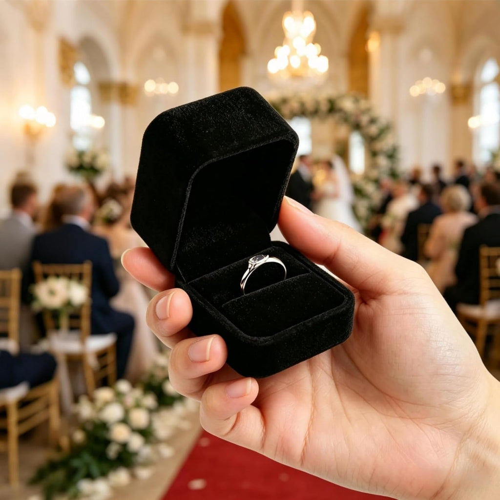 Velvet Ring Box, Black Jewelry Gift Case - Set of 20