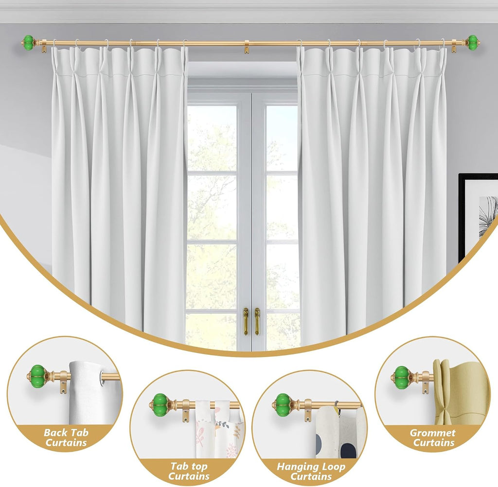 Ceramic Curtain Rods for Windows 18 to 55 Inch,1 Inch Adjustable Telescoping Drapery Rod Heavy Duty Window Treatment