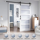 36x84 Inch Glass Sliding Barn Door Slab and 6.6ft Hardware Kit Included, 5 Frosted Glass, LVL Wood P