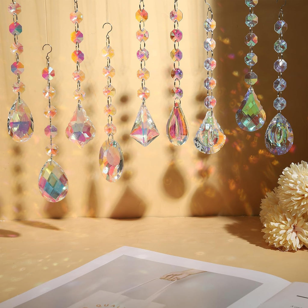 Crystal Sun Catcher, 9 Pack Hanging Ornament Crystals Balls Prism Rainbow Maker for Home, Office, Garden Decoration