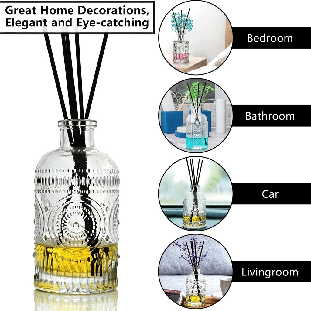 Reed Diffuser Glass Bottles Empty Set of 4 DIY Clear Decorative Bottles Fragrance Vase Jars Oil Diffusers Container