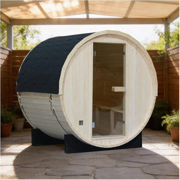 Outdoor Barrel Steam Sauna for 2-4 Person, Canadian Spruce Wooden Saunas Room , Traditional Backyard Sauna Spa with