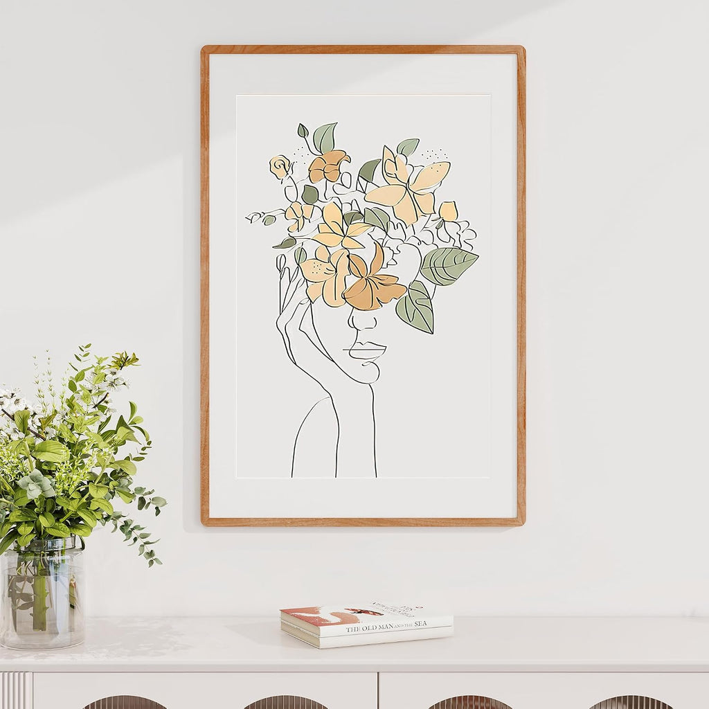 24x36 Poster Frame, Solid Cherry Wood 24 x 36 Frame, Rounded Corner 24 x 36 Large Picture Frame HD Tempered Glass