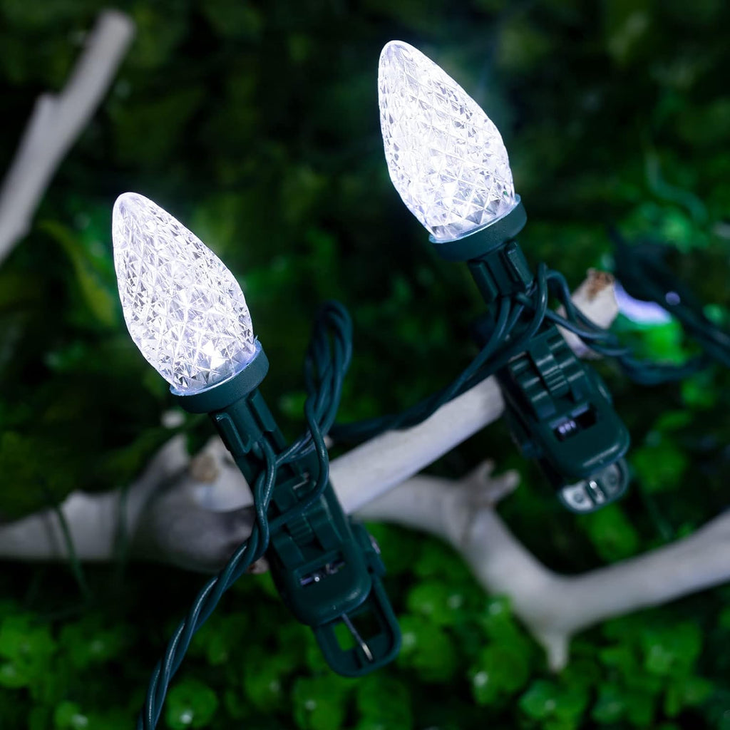 49FT 50 LED C9 Christmas Lights Outdoor Waterproof, Pure White