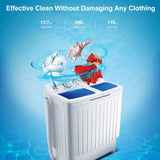 Portable Washing Machine, 20lbs Capacity, Twin Tub 2lbs Washer & 8lbs Spinner Combo, Compact for Apartment RV Dorms