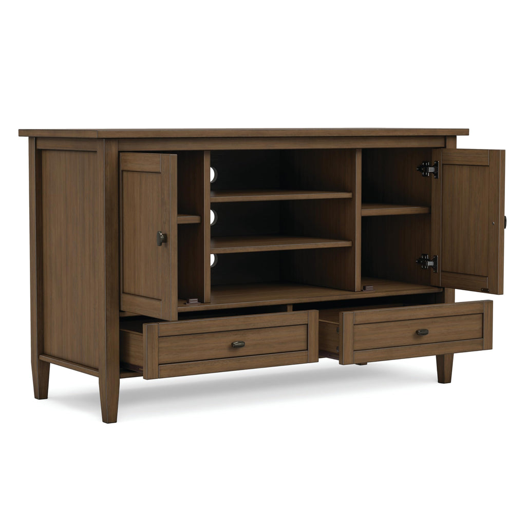 Warm Shaker 47" Wide Wood TV Stand in Rustic Natural Aged Brown