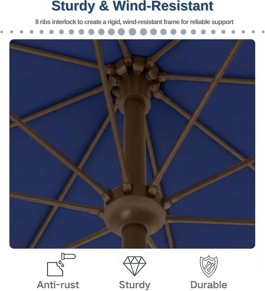 PatioKingdom 9FT Patio Outdoor Umbrella-UPF 50+ Sun Shade with Wind Vent, Push-Button Tilt & Smooth Crank Lift