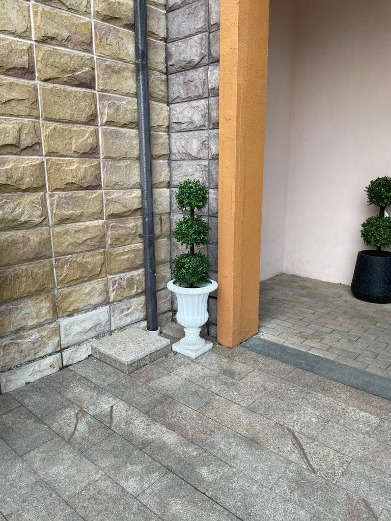 2 Pack 3ft Artificial Outdoor Boxwood Topiary Trees, UV Resistant Triple Ball Shape Fake Plants