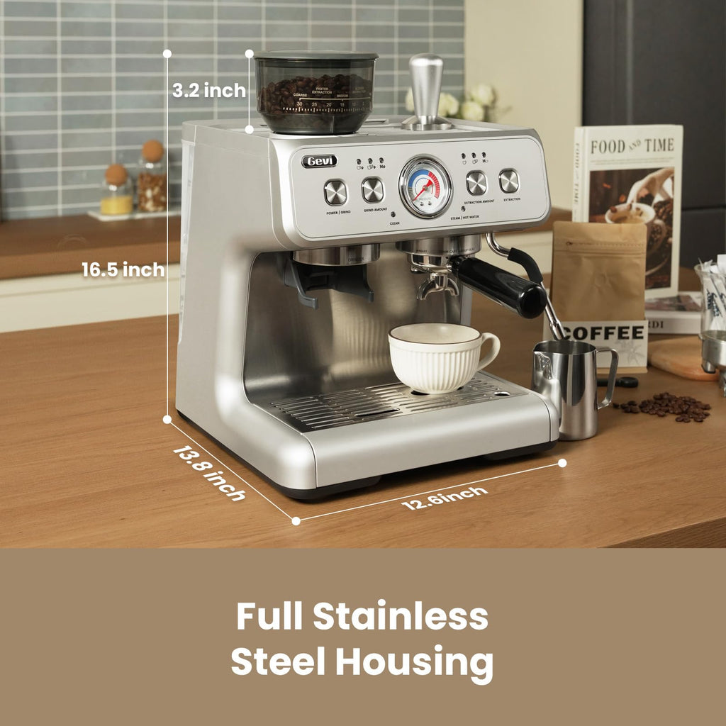 Dual Boiler Espresso Machine With Built‐In Burr Grinder