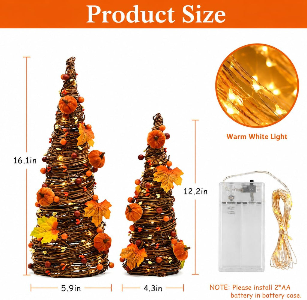 Lighted Fall Table Tree Decor, Farmhouse Pumpkin Fall Decorations