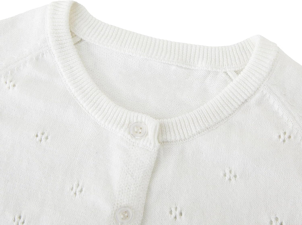 Baby Girls Cardigan Sweater Infant Toddler Knit Button Up Jacket Lace Trim Outfit Cotton Tops
