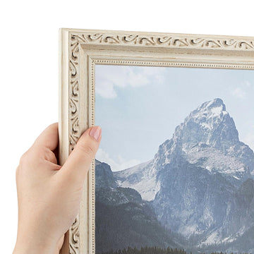 8x20 Inch White Picture Frame, This 1.2500 Inch Custom Poster Frame is White Wash - Comes with Glass and Corrugated