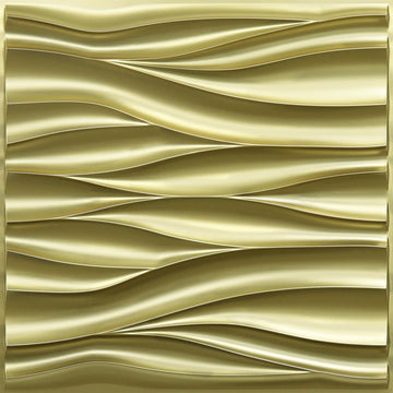 3D Wall Panels, Champaign Gold Wave Design, 19.7''x19.7''