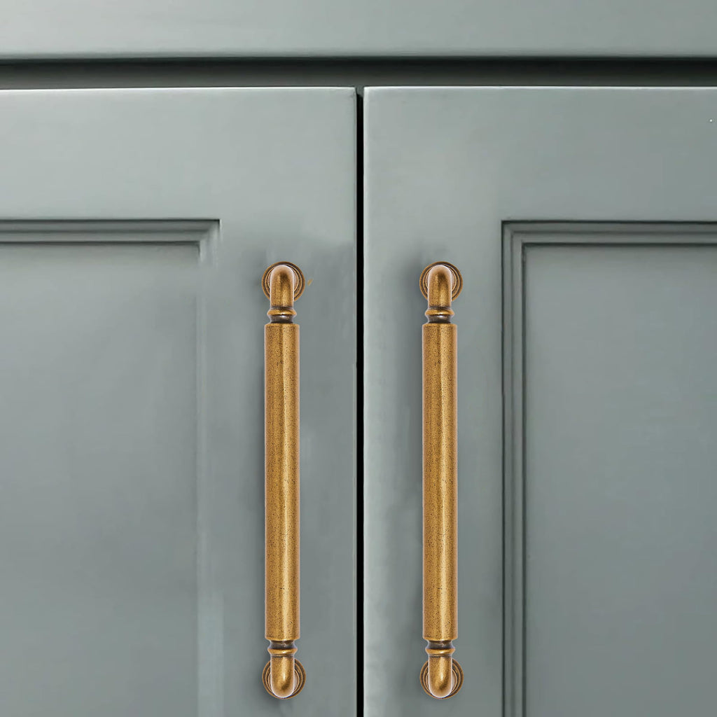5 Pack 10 Inch Hole Center Antique Brass Cabinet pulls Heavy-Duty Solid Vintage Brass Cabinet Handle Hardware