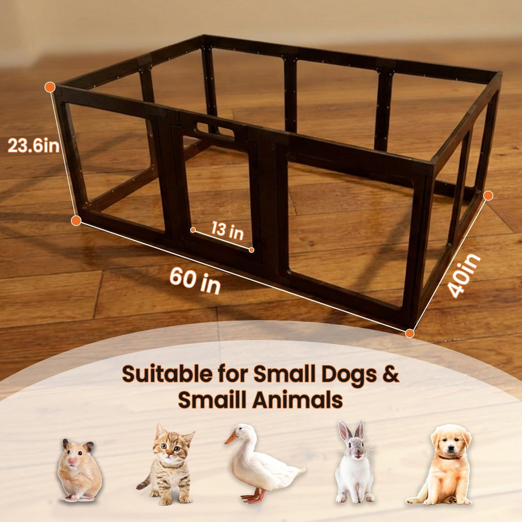 Transparent Indoor Dog Playpen with Safety Lock, Indoor Dog Fence for Small & Medium Pets | Secure, Stylish, Easy