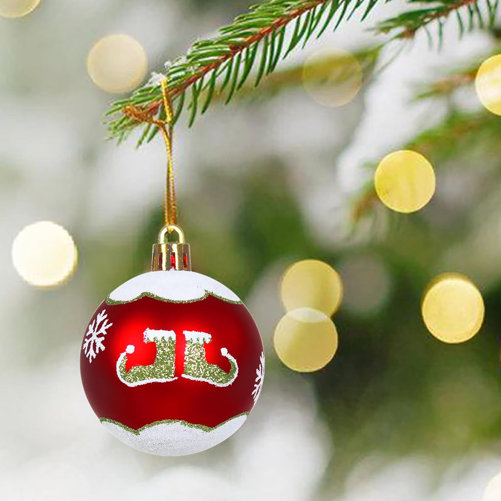 Christmas Balls Ornaments Set, 2.4 Inch Christmas Tree Ornaments, Red Green White Shatterproof Christmas Tree - Set of 16