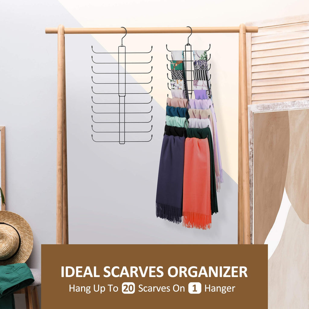 2 Pack Scarf Hanger, Scarf Organizer for Closet, Holds 40 Scarves