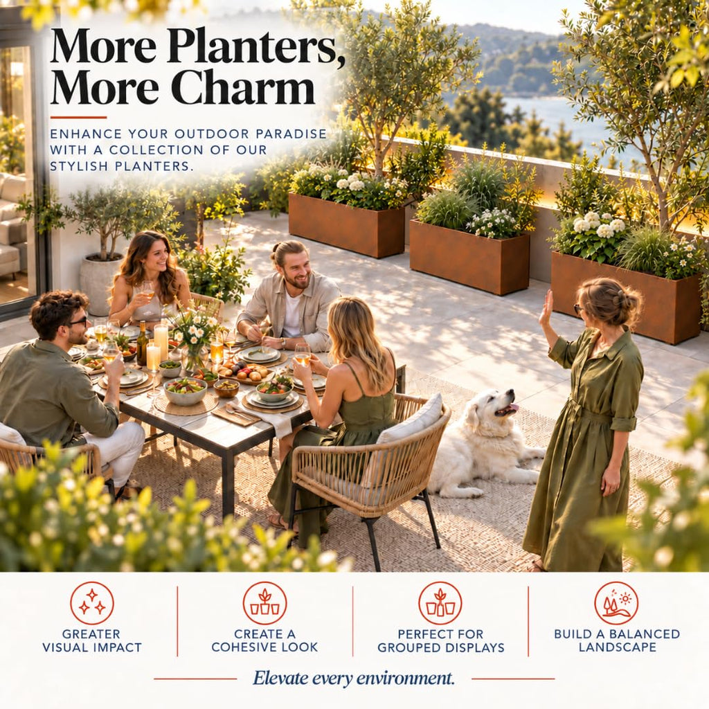 Corten Steel Planter Large Rectangle for Outdoor, Metal Planter Box -36"x12"x16.25"- Flower Pot for Garden, Patio